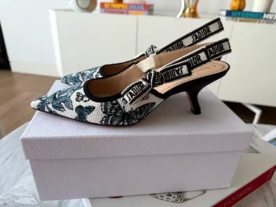 Christian Dior embroidered JAdior Slingback 65mm Heels Size 40 Toile de Jouy Mexico