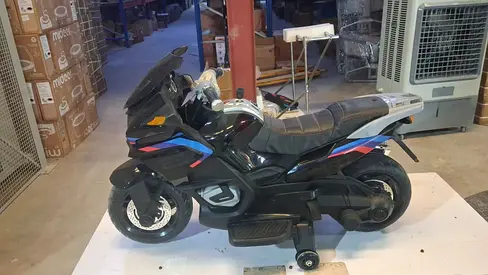 Kids Electric Ride-On Motorcycle with Support Wheels - Black