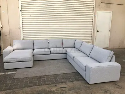 Large Light Gray Sectional Sofa with Chaise Lounge