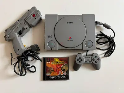 Sony PlayStation (PS1) with Controller, Guncon and Game (Tested)