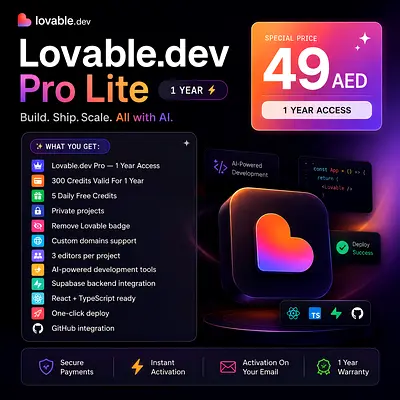 Lovable Pro Lite - 1 Year 300 Credits package