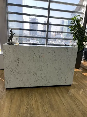 White Marble Reception Desk / Counter - Modern Office Front Desk