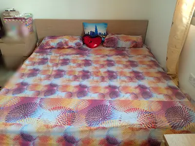 Wooden Bed Base with New Mattress (Good Condition)