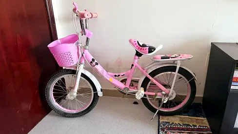 Pink 16-inch Kids Bicycle with Basket and Training Wheels (Good Condition)