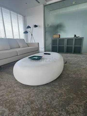 Modern White Pebble Coffee Table - Sculptural Ottoman Table