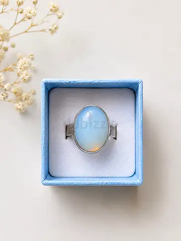 Sterling Silver synthetic Oval Opalite moon stone  Ring