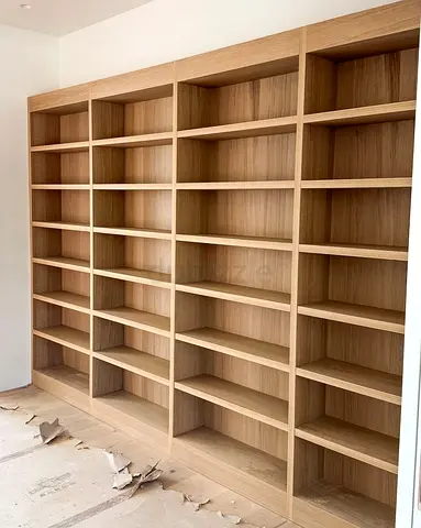 Large Custom Oak Wall Bookcase Shelving Unit