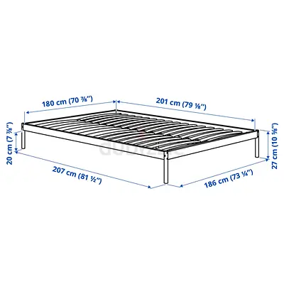 Ikea VEVELSTAD Bed frame, white, 180x200 cm