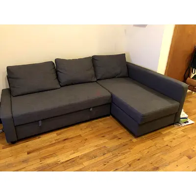 Grey L-shaped Sofa with Chaise - Good Condition