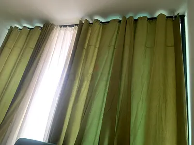 Set of Khaki Green Blackout Eyelet Curtains with Sheer Panels (2 Panels)