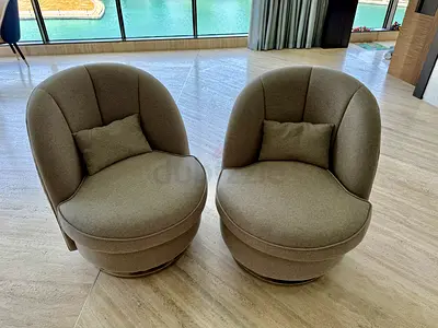 Custom Luxury Swivel Armchairs (Set of 2) – Diamond Tufted Warwick Fabric
