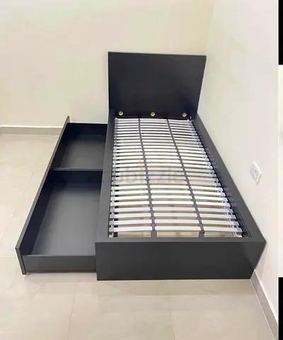 IKEA Black Single Bed with IKEA Mattress 90 x 200 cm
