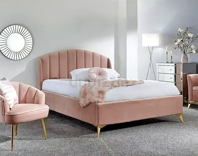 Modern Bedframe in stylish design fully customisable Queensize in soft Fabric storage can be install