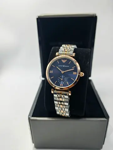 Emporio Armani Ladies Two-Tone Stainless Steel Watch - Blue Dial