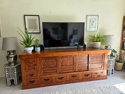 Solid Wood Sideboard / TV Console with Multiple Drawers - Rustic Finish