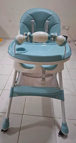 Light Blue Adjustable Baby High Chair with Tray