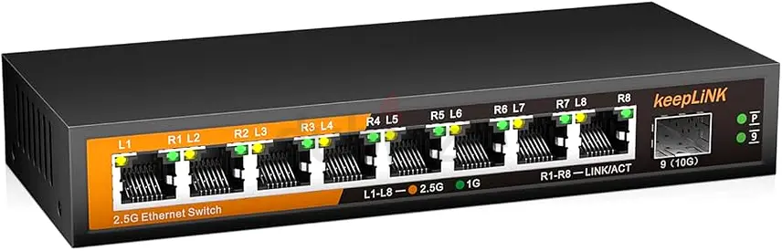 8 Port 2.5G Switch Unmanaged, Ethernet Switch with 8 x 2.5G Base-T Ports