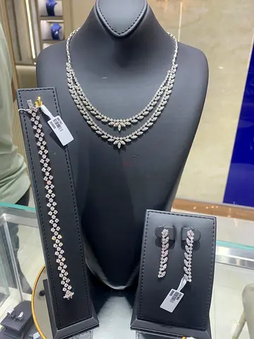 Sterling Silver Necklace Set with Matching Bracelet  Earrings (New)