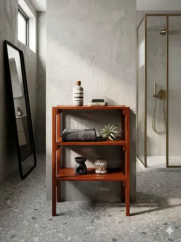 Solid Wood 3-Tier Bathroom Shelf / Open Cabinet