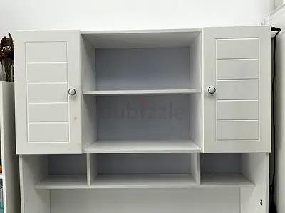 White Heavy duty Storage Cabinet and Desk with Open Shelves (IKEA-style)