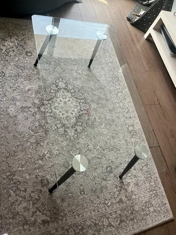 Glass Top Coffee Table with Black Legs - Good Condition