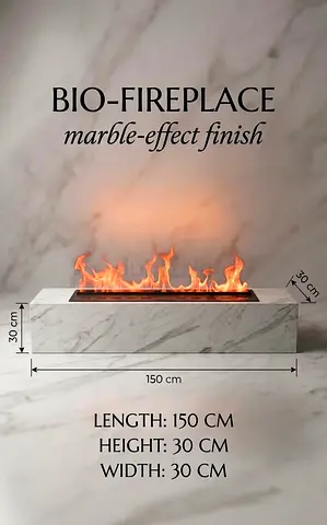 Premium 3D water vapor Fireplace/ Marble-finish/ indoor (150cm)