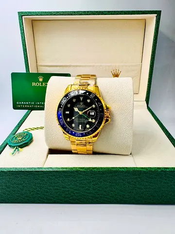 Gold Rolex GMT-Master II Style Watch with Box and Papers