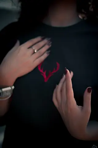 Black T-shirt with Red Deer Logo - Like New