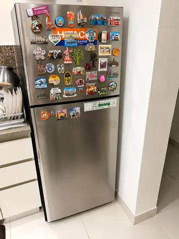 Hitachi RV500PUK8KBSL 365L, 2 Doors Top Mount Refrigerator, 10 Year Warranty, 4* energy efficiency