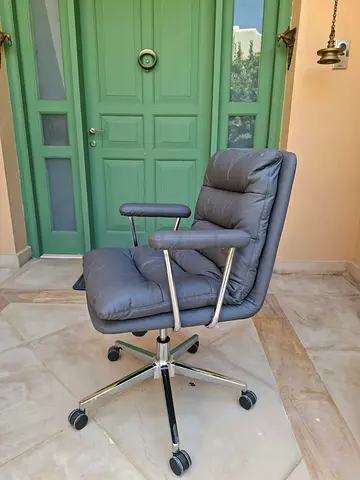 Grey Padded Swivel Office Chairs with Armrests