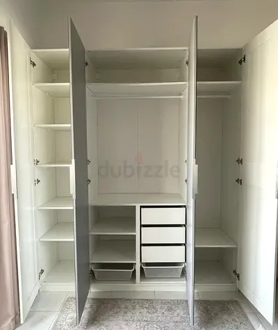 IKEA White 4-Door Custom Wardrobe with Shelves  Drawers