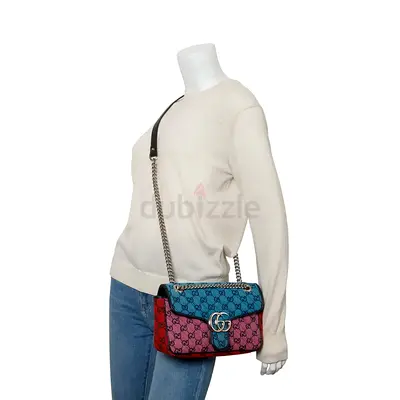 Authentic Gucci GG Marmont Small Shoulder Bag - Multicolor Monogram Matelassé