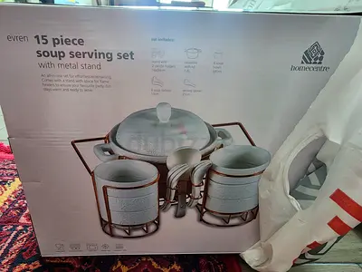 Homecure Evren 15-Piece Soup Serving Set with Metal Stand (Like New in Box)