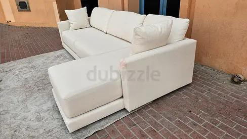 Beige colour L-Shaped gather deep sofa