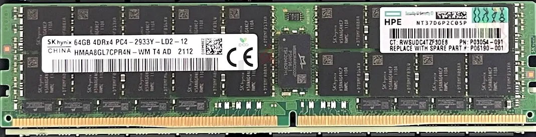 64GB DDR4 Server RAM for HPE Server PC4-2933Y / 2400 Server Memory