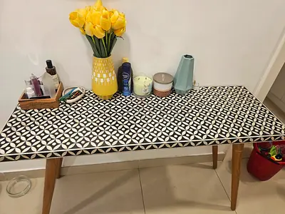 Mid-century Modern Side Table with Geometric Top
