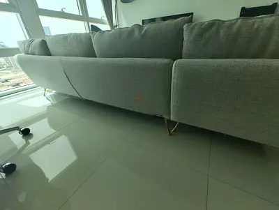 Light Grey L-Shaped Fabric Sectional Sofa with Chaise (Modern)