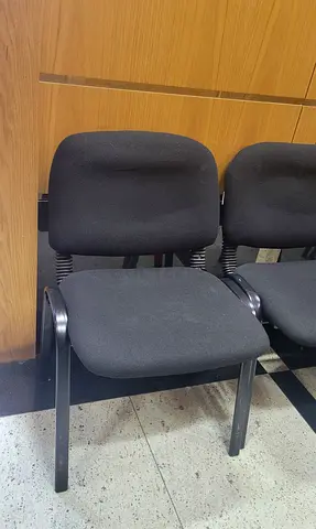 Black Fabric Office Waiting Room Chairs - Sturdy Metal Frame