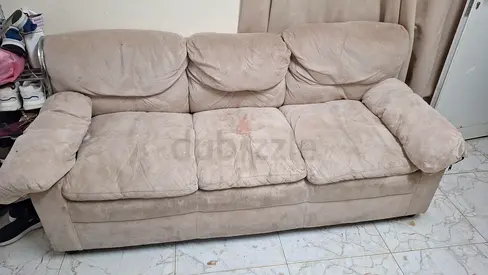 Beige 3-Seater danube Fabric Sofa — Comfortable, Good Condition