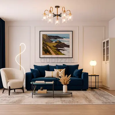 Modern Blue Sofa and Living Room Furniture