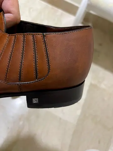 Authentic LV Brown Leather Slip-On Mens Dress Shoes - Size 44, Good Condition