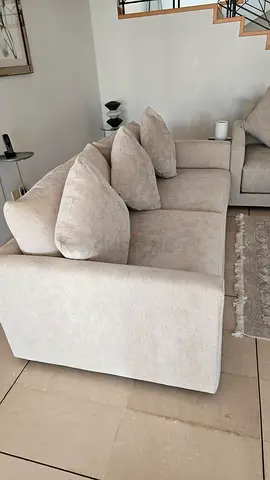 Light Beige 3-Seater Sofa with Cushions - Good Condition 2set