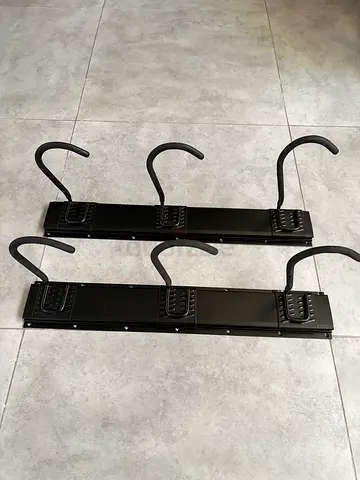 Set of 2 Wall-mounted Metal Bike Racks with 3 Hooks Each - Black