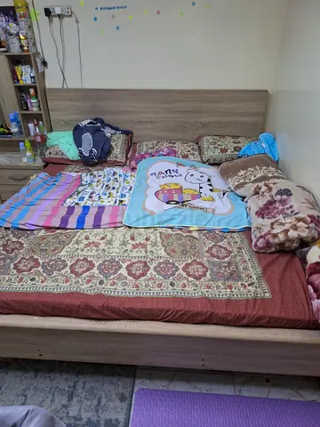 King size wooden spanish bed frame with headboard - good condition