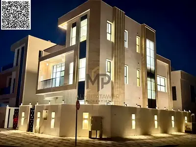 Luxury corner villa with private pool, three floors, 5 master bedrooms for sale in Al Bahia, with a