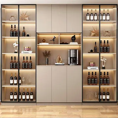 Modern Buffet Display Cabinet with Integrated Lighting