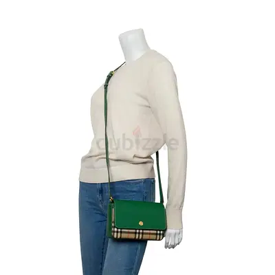 Authentic Burberry New Hampshire Bag – Green Vintage Check Canvas