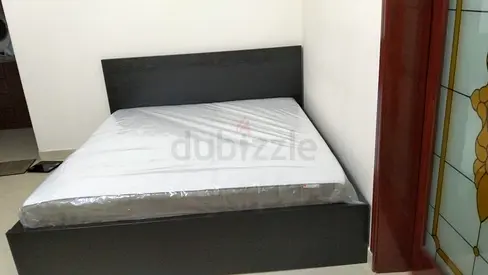 Ikea Malm Double Bed Frame with Mattress - Dark Wood, Good Condition