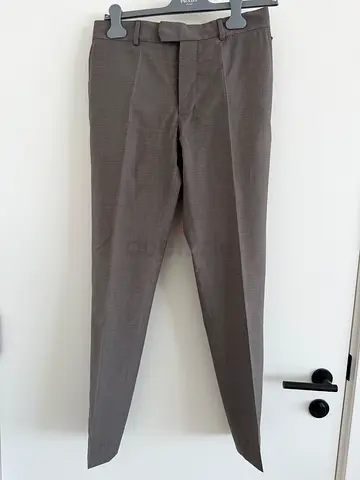 Louis Vuitton tailored grey / taupe mens dress trousers size 38 with LV silver buckles