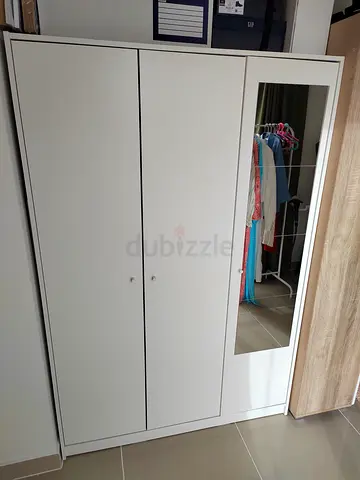 IKEA White 3-Door Wardrobe with Mirror - Excellent Condition